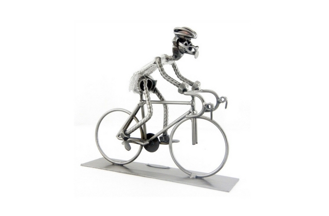 Scultura in metallo da collezione ciclista